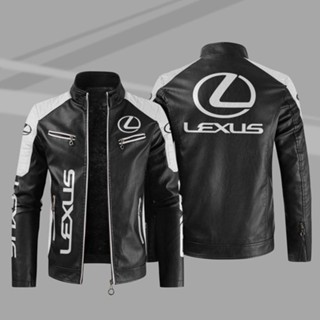 เสื้อแจ็กเก็ตหนัง แขนยาว กันฝน กันลม ลายโลโก้ Lexus ES300 สําหรับรถยนต์