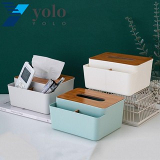 Yolo กล่องกระดาษทิชชู่ไม้ไผ่ พลาสติก ทรงสี่เหลี่ยมผืนผ้า สีขาว ทนทาน ล้างทําความสะอาดได้ สําหรับตกแต่งบ้าน