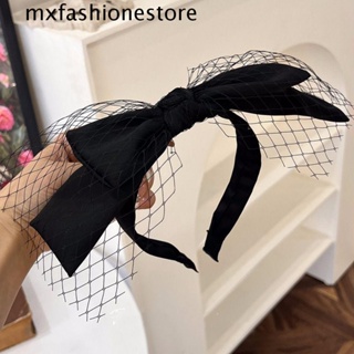 Mxfashione ที่คาดผม ผ้าตาข่าย ประดับโบว์น่ารัก สีดํา สไตล์วินเทจ หรูหรา ล้างหน้า เครื่องประดับ สําหรับผู้หญิง