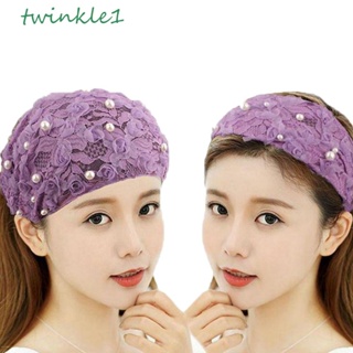 Twinkle1 ที่คาดผมผู้หญิง อินเทรนด์ วินเทจ มุก สําหรับเด็กผู้หญิง ตาข่าย ลูกไม้ ด้านข้างกว้าง