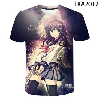 เสื้อยืด พิมพ์ลายการ์ตูนแอนิเมชั่น Angel Beats สไตล์สตรีท