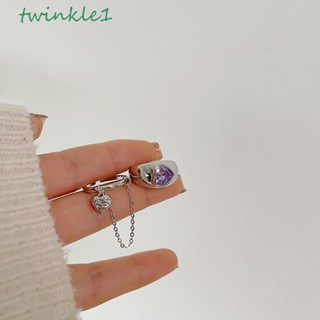 Twinkle1 แหวนอัลลอย รูปหัวใจ ประดับเพทาย หรูหรา สําหรับผู้หญิง