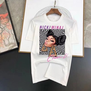 เสื้อยืดแขนสั้น ผ้าฝ้าย พิมพ์ลายกราฟิก Nicki Minaj สไตล์ฮิปฮอป วินเทจ สําหรับผู้ชาย