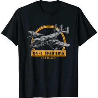 ใหม่ Limited Cool OV-1 Mohawk Plane เสื้อยืด แขนสั้น พิมพ์ลายเครื่องบิน             