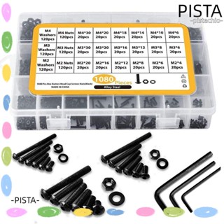 Pista สกรูหัวซ็อกเก็ต เหล็กคาร์บอน สีดํา พร้อมประแจหกเหลี่ยม M2 M3 M4 1080 ชิ้น