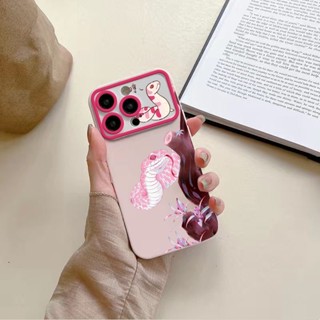 เคสโทรศัพท์มือถือ แบบนิ่ม ลายงู สีชมพู ขนาดใหญ่ สําหรับ Apple Iphone 14promax 13pro 12 11 7p DSDF