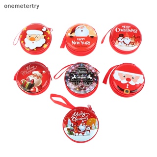 Onem กระเป๋าใส่เหรียญ หูฟัง กุญแจ ทรงกลม มีซิป ลายการ์ตูนคริสต์มาส