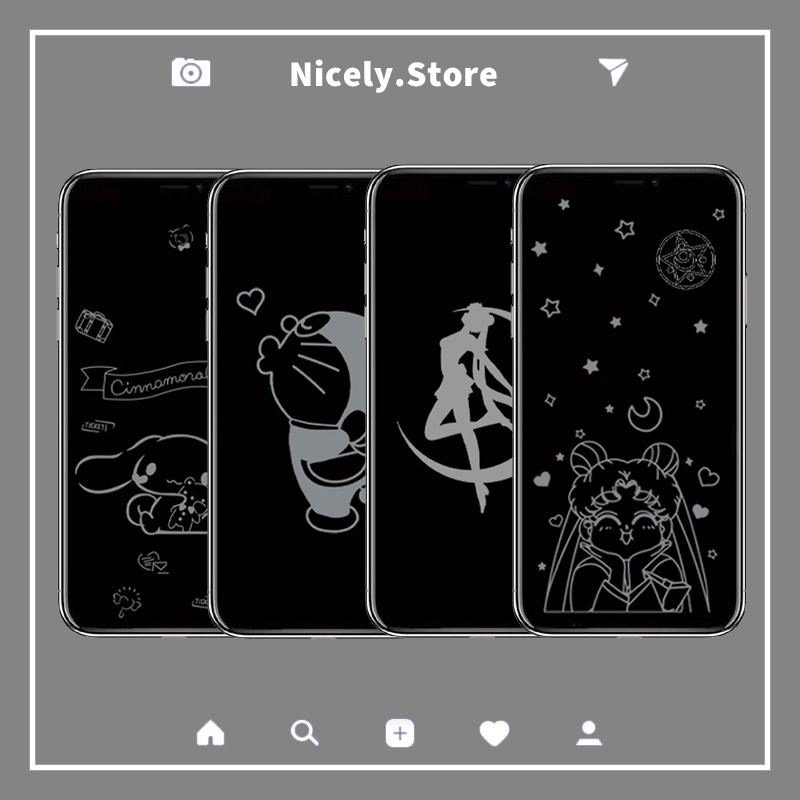 ฟิล์มกระจกนิรภัย กันรอยหน้าจอ กันตก กันรอยขีดข่วน ลายการ์ตูนเซเลอร์มูน โดราเอมอน แฟชั่น สําหรับ iPhone 14 Plus 13 12 Pro Max