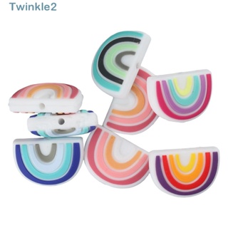 Twinkle ลูกปัดซิลิโคน สีรุ้ง 20 ชิ้น สเปเซอร์หลวม 5 สี 20 ชิ้น