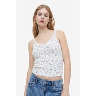 H&amp;M  Woman Lace-trimmed ribbed vest top 1136436_2