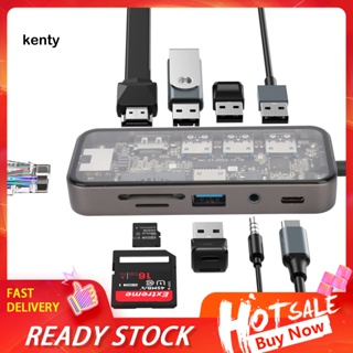 Kt* ฮับ Usb C พร้อมอินเตอร์เฟส Rj45 Usb C พร้อมอีเธอร์เน็ต 1000mbps 10-in-1 Usb C อีเธอร์เน็ต 4k Hdmi Sd tf การ์ดรีดเดอร์ Pd 100w Audio Rj45 Usb 3.0 2.0 สําหรับแล็ปท็อป