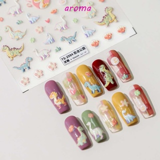 Aroma สติกเกอร์ ลายการ์ตูนสัตว์ แมว สุนัข หมีน่ารัก สําหรับตกแต่งเล็บ DIY