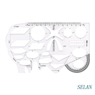 Selan ไม้บรรทัดเรขาคณิต 7.56x4.53 นิ้ว อเนกประสงค์ พร้อมไม้โปรแทรกเตอร์ สําหรับวาดภาพคณิตศาสตร์ เรขาคณิต 1 ชิ้น