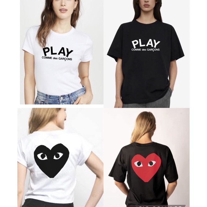 Comme des garcons Play CDG series couple heart tshirt for men and women_03