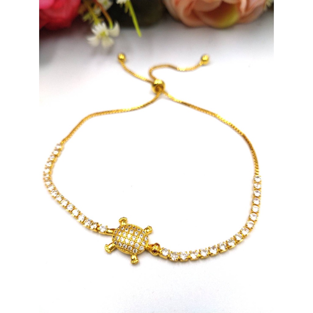 THAIJY15  K512 สร้อยข้อมือสายรูดเต่า งานเพรช CZแท้ ปรับไซส์ได้ ตามขนาดข้อมือ