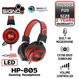 COINSคืน15%⚡FB9JMZV6⚡ SIGNO HP-805 - BLACK E-SPORT ILLUMINATED GAMING HEADPHONE การรับประกัน 2ปี