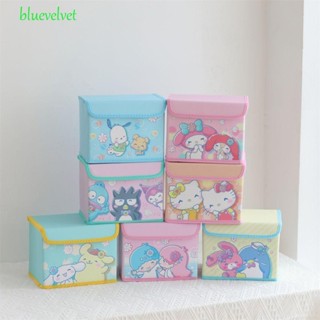 Bluevelvet กล่องเก็บเครื่องสําอาง หนัง PU พับได้ ขนาดใหญ่ จุของได้เยอะ ลาย Kuromi My Melody