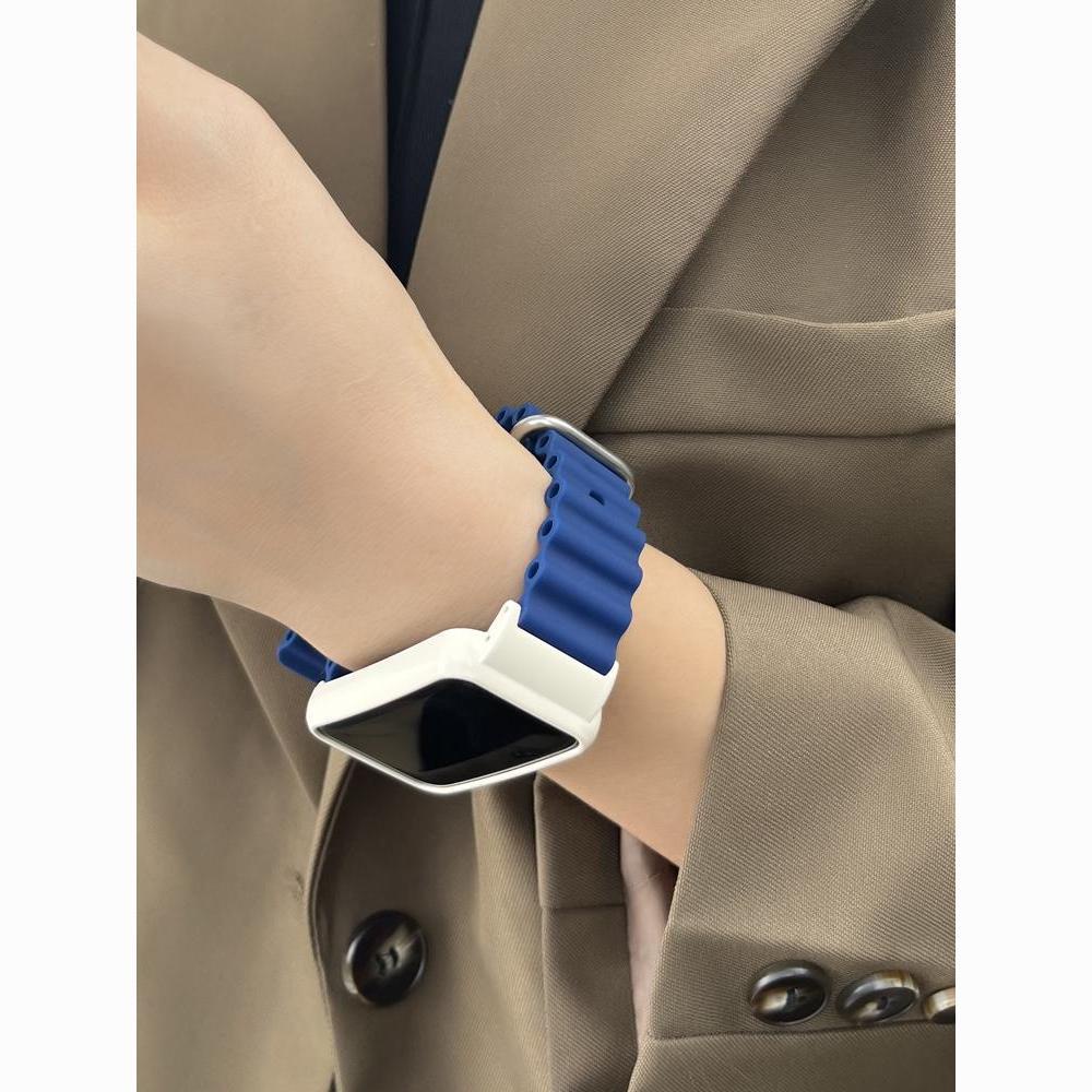 เหมาะสําหรับ Redmi Smart band 2 / Xiaomi Smart band 8 Active / Xiaomi Mi band 7 pro / Huawei band 9 8 7 6 สายซิลิโคนทะเลเรียบง่ายและมีสไตล์พร้อมเคส
