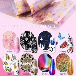 BORN PRETTY Transfer ฟอยล์เจลเจลเล็บเจล 10ml สติกเกอร์กาวเล็บ Soak Off UV การพิมพ์เจลเคลือบเงา