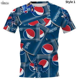 เสื้อยืด พิมพ์ลาย Pepsi Cola 3 มิติ สไตล์ฮาราจูกุ แฟชั่นสําหรับผู้ชาย และผู้หญิง