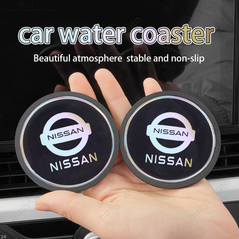 ที่รองแก้วน้ําเลเซอร์ ซิลิโคน สะท้อนแสง หลากสี อุปกรณ์เสริม สําหรับ Nissan Kicks Navara Versa Np300 Sentra March Nv350 Caravan X-trail Almera