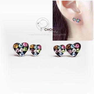 S925 ต่างหูหัวใจเงินแท้ Sterling silver stud earrings