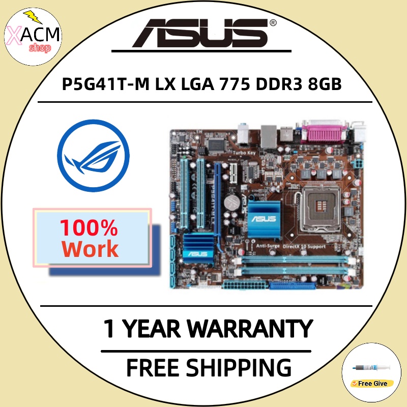 ใช้สําหรับ ASUS P5G41T-M LX เมนบอร์ด LGA 775 DDR3 8GB สําหรับ Intel G41 P5G41T-M LX เดสก์ท็อปเมนบอร์