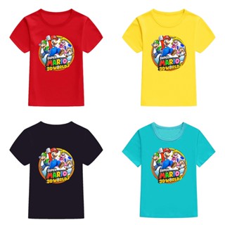 เสื้อยืดแขนสั้นลําลอง ทรงหลวม พิมพ์ลาย Mingyuan Super Mario 3 มิติ สําหรับผู้ชาย และผู้หญิง