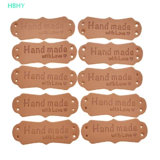 HB 50 ชิ้นแท็กหนังทําด้วยมือป้ายรักเย็บหัตถกรรม DIY แท็กถัก HY