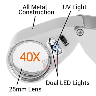 Jeweler Loupe 40X 25mm LED Folding Magnifier 9890 กล้องส่องพระ ขยาย 40 เท่า ขนาด 25 mm กล้องจิ๋ว แว่ยขยาย ส่องพระ