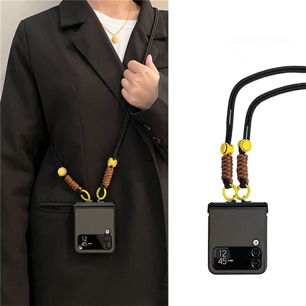 SAMSUNG เกาหลีCrossbodyปรับเชือกเส้นเล็กสายรัดลายสําหรับSamsung Galaxy Z Flip 7 6 Z Flip5 Zflip8 Flip6 Flip7 กันกระแทกปกหลัง