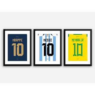 โปสเตอร์ผ้าใบ ลายทีมชาติฟุตบอล Messi Mbappe Neymar Argentina Brazil France World Cup สําหรับตกแต่งผนังบ้าน