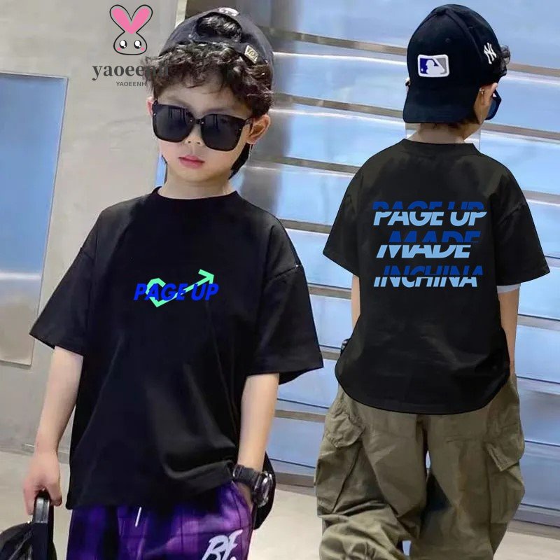 【YAOEENH】เสื้อยืดแขนสั้น ทรงหลวม พิมพ์ลาย สไตล์เกาหลี สําหรับเด็กผู้ชาย ไซซ์ 90-160 ซม.