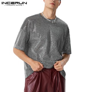 Incerun เสื้อยืด แขนสั้น ทรงหลวม