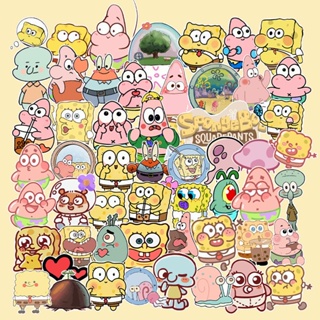 สติกเกอร์ ลายการ์ตูน SpongeBob SquarePants น่ารัก กันน้ํา สําหรับติดตกแต่งกระเป๋าเดินทาง คอมพิวเตอร์ แก้วน้ํา โทรศัพท์ เคสโทรศัพท์ กีตาร์ สเก็ตบอร์ด