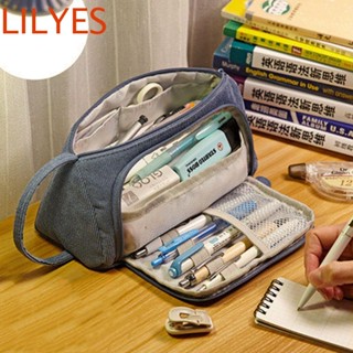 LILYESCUB Corduroy Pen bag School Supplies Storage Bag Multi Slot Easy Handle Big Capacity Travel Bags Pencil Box