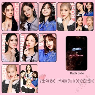 โฟโต้การ์ด KPOP BLACKPINK X OREO Theme BP ROSÉ JISOO LISA JENNIE Lomo Card HD สําหรับเก็บสะสม 5 ชิ้น