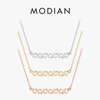 Modian สร้อยคอโซ่ เงินแท้ 925 จี้รูปหัวใจ 3 สี โรแมนติก เครื่องประดับแฟชั่น สําหรับผู้หญิง งานแต่งงาน ของขวัญ