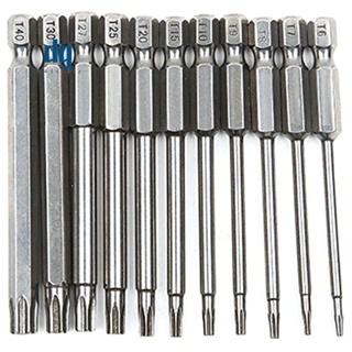 11 ชิ้น 75 มม. S2 เหล็ก Hex Torx หัวเจาะไขควงชุดบิตเครื่องมือช่างไขควงชุด