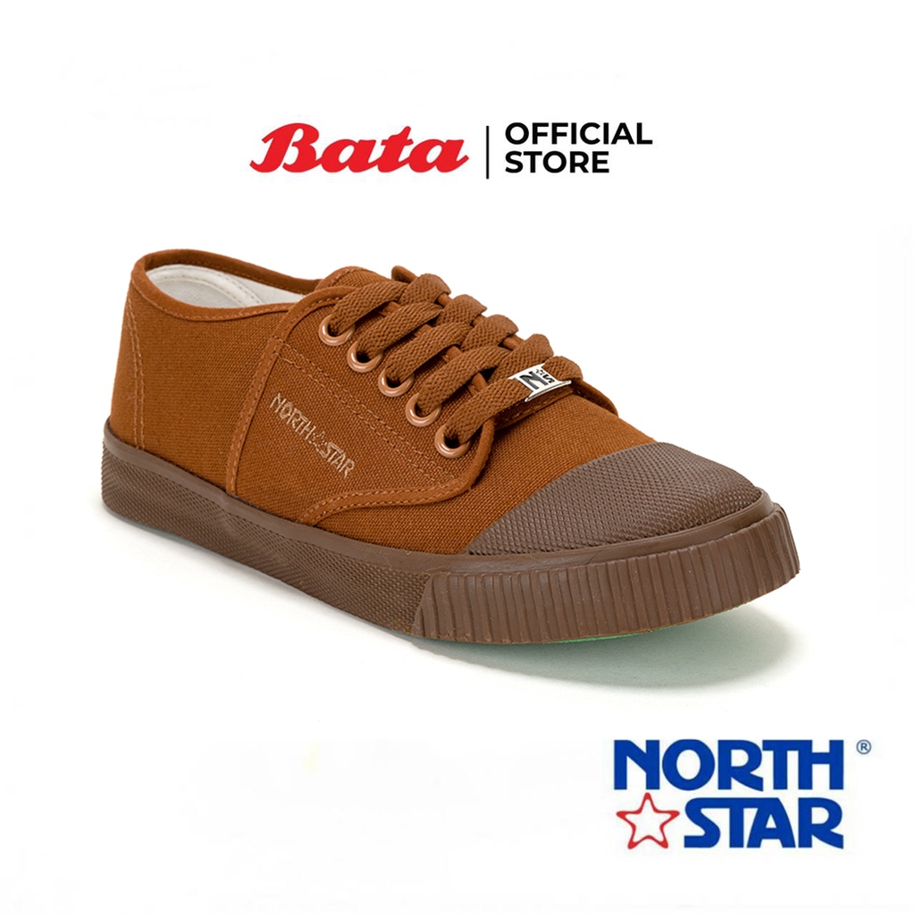 ฺBata บาจา by North Star รองเท้านักเรียนผ้าใบ แบบผูกเชือก วัยประถมศึกษาและมัธยมศึกษา สวมใส่ง่าย สำหรับเด็กผู้ชาย รุ่น North Star สีน้ำตาล รหัส 3294613
