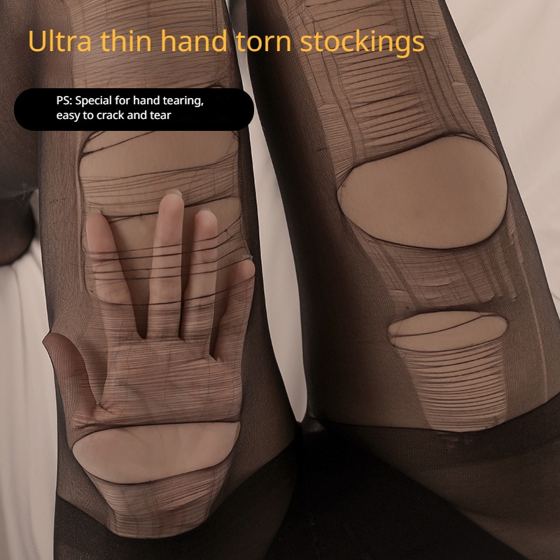 Ultra Thin Hand Torn Disposable Stockings for Women's New Black Easy To Tear Sentiment Gray Pantyhose Black Silk Sexy Flesh Colored Transparent Socks