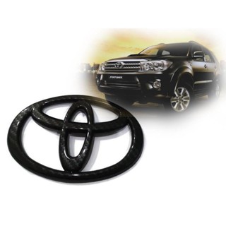 โลโก้ หน้ากระจัง Toyota ลายเคฟล่า ขนาด 16 x 11 cm ใส่กับรถ Vigo หรือ Fortuner บริการประทับใจ**