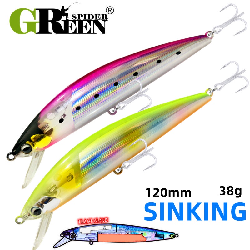 ใบมีดแฟลช Minnow Fishing Lure 120 มม.38g Sinking Seawater & น้ําจืด Swimbait ตกปลา Wobbler สําหรับ Trolling Seabass ปลาคาร์พ Pesca