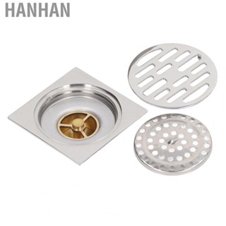 Hanhan Square Floor Drain 4 Inch Square Shower Drain High Flow for Bathroom for Balcony