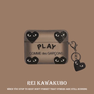 เคสหูฟังกึ่งโปร่งใส ทรงสี่เหลี่ยม ลายหัวใจ Rei Kawakubo สีดํา แดง เรียบง่าย สําหรับ AirPods Pro2 2022 AirPods3 AirPodsPro AirPods1 2