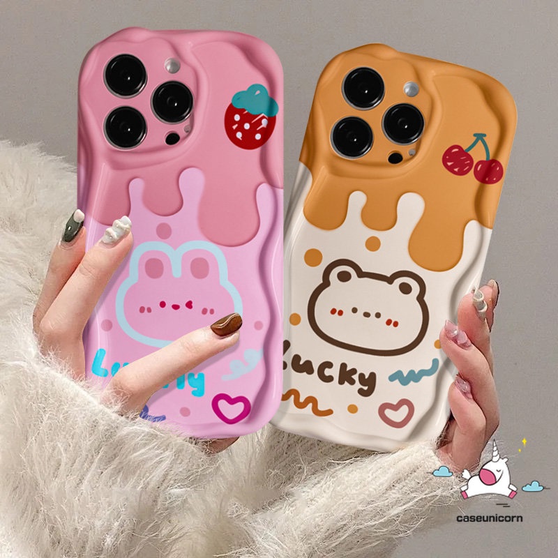เคสโทรศัพท์มือถือ ขอบโค้ง ลายกระต่าย หมีน่ารัก 3D สําหรับ Oppo A57 A12 A96 A15 A7 A16 A17 A17k A5s A54s A92 A9 A5 A1k A95 A74 A54 A3s A55 A77 A31 A16s A52 A77s A76 A16K A33 A53 A16E ผ้าคลุม