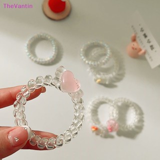 Thevantin ยางรัดผมแฟชั่น ลายปีกนางฟ้า หัวใจ พีชน่ารัก สีชมพู สําหรับผู้หญิง Y2K