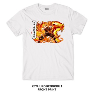 เสื้อยืดแขนสั้นเสื้อยืด ลายการ์ตูนอนิเมะ Kyojuro Rengoku Demon Slayer SeriesS-5XL