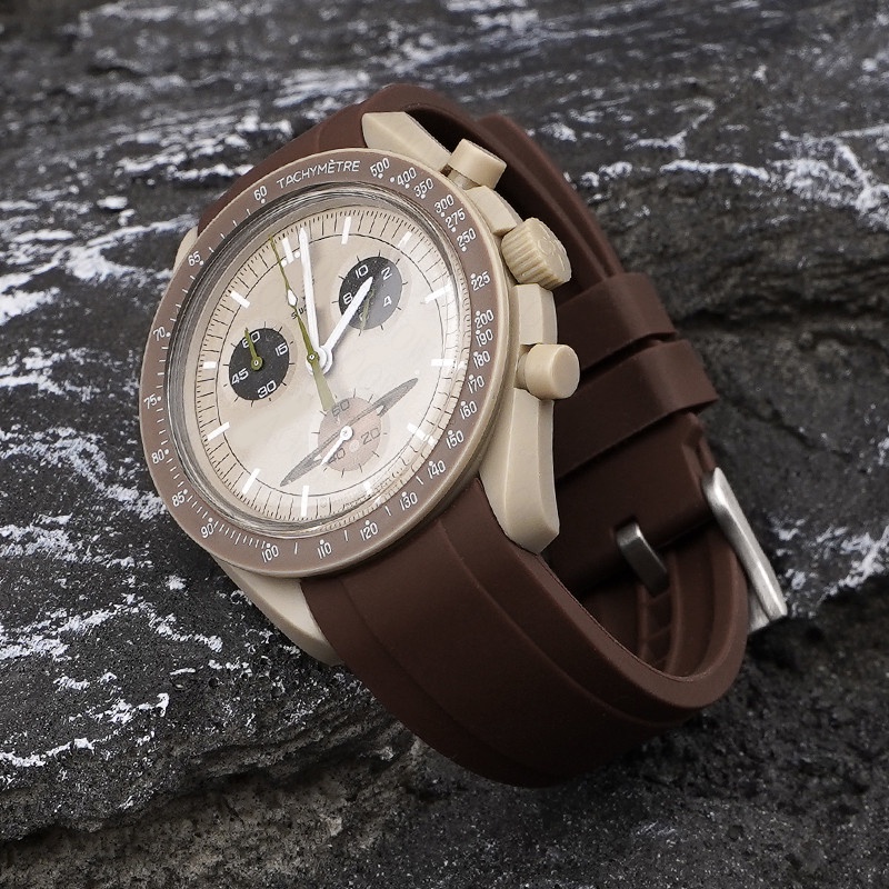 สายนาฬิกาข้อมือยางซิลิโคน ทรงโค้ง สําหรับ Rolex Water Ghost Seiko Oomega Watch Band 20 มม. 22 มม. MoonSwatch