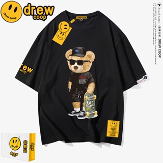 Drewcoop เสื้อยืดคอกลม แขนสั้น ผ้าฝ้าย ลายหมี โอเวอร์ไซซ์ สําหรับคู่รัก